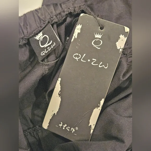 QLZW Black Drop-Crotch Wrap Front Harem Pants - Picture 6 of 6